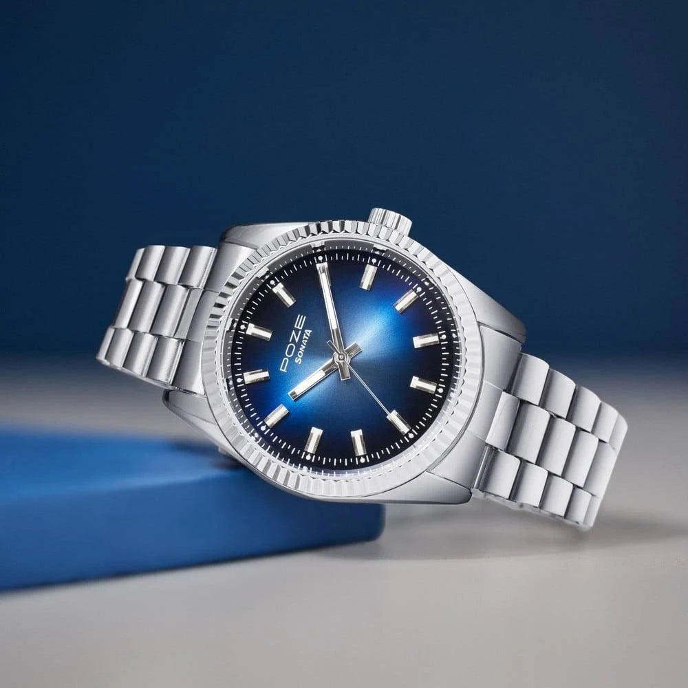 DOZE Men’s Luxury Blue Dial Stainless Steel Watch